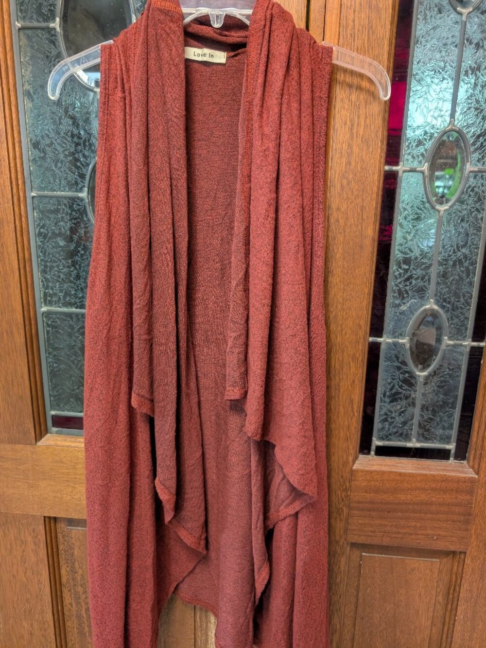 Womens sleeveless duster vest, size Medium